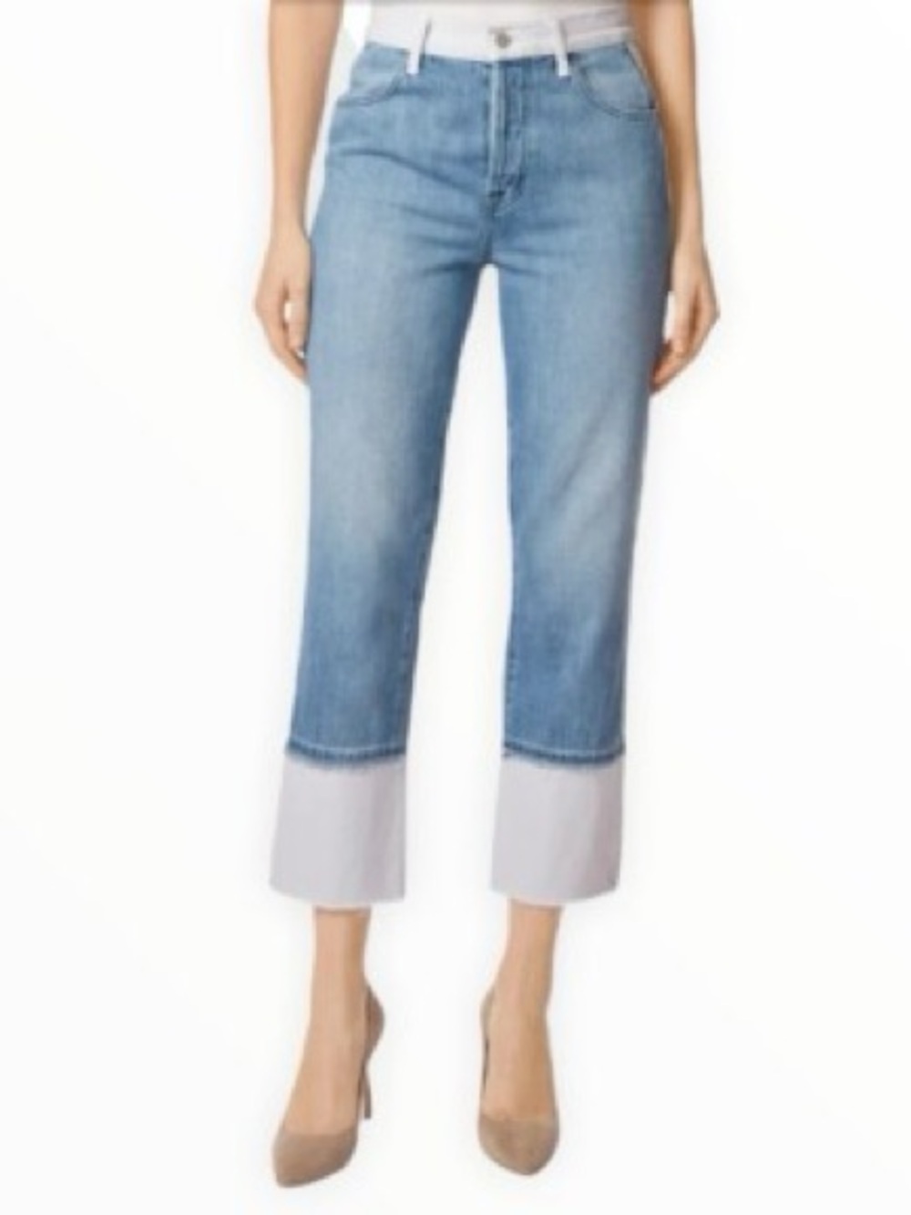 J Brand women's wynne crop denim jeans white detail blue denim size 27